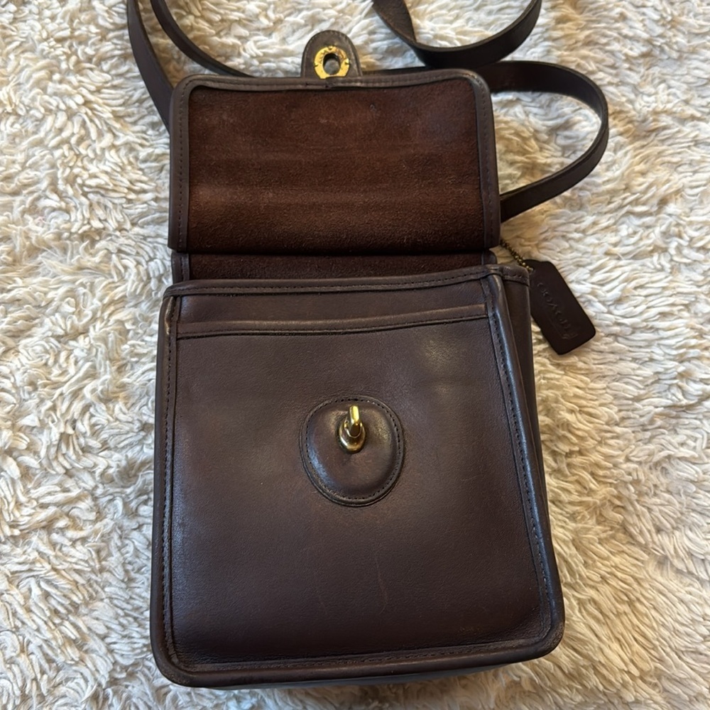 👜Vintage Coach 9930 Murphy Willis Crossbody Bag Leather Dark Brown - Picture 7 of 16